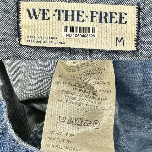 Free‎ People Archie Denim Jumpsuit Coveralls Utility Size Medium Barrel Leg
